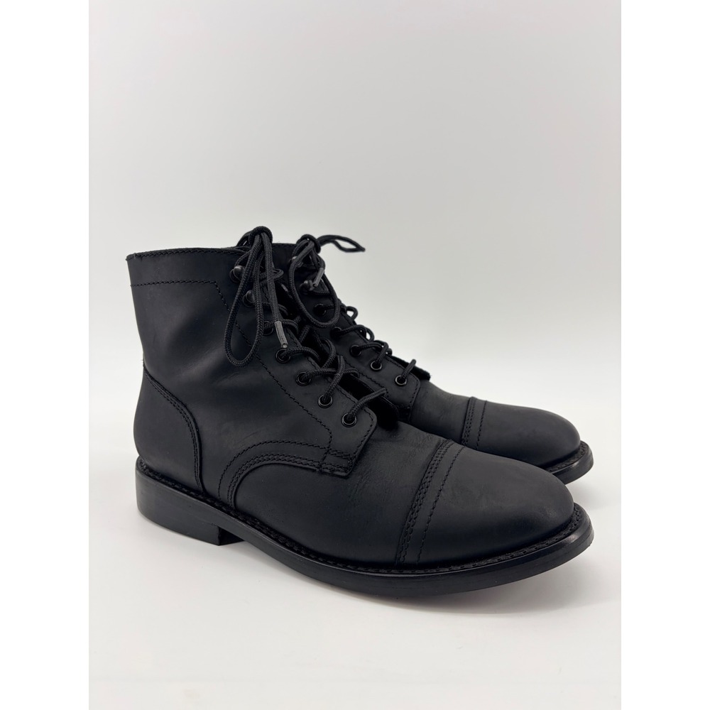Thursday Boot Co Captain Men 8.5 Black Matte Leather Cap Toe Lace Up Boots 19003